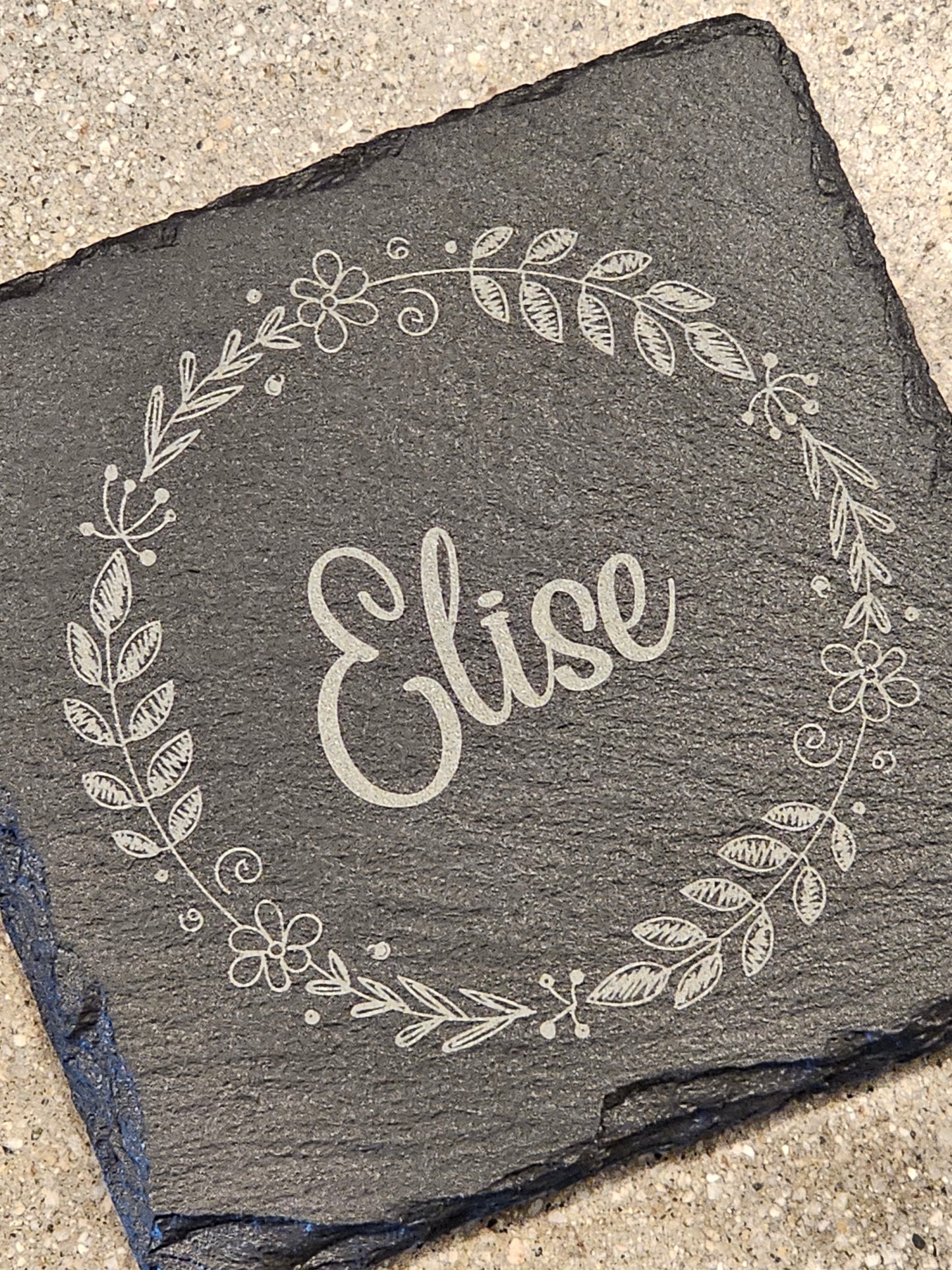 Custom Laser Engraved Slate Coasters 4" Square