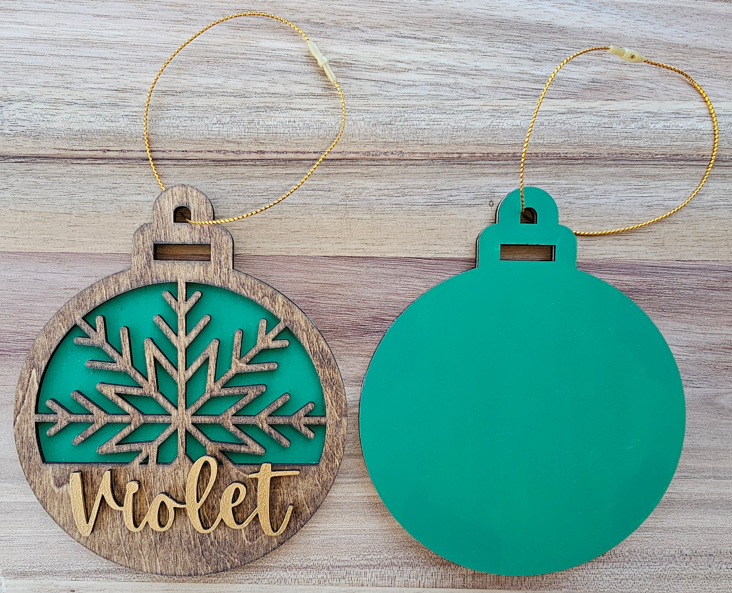 Personalized Laser Cut Wood Holiday Ornaments