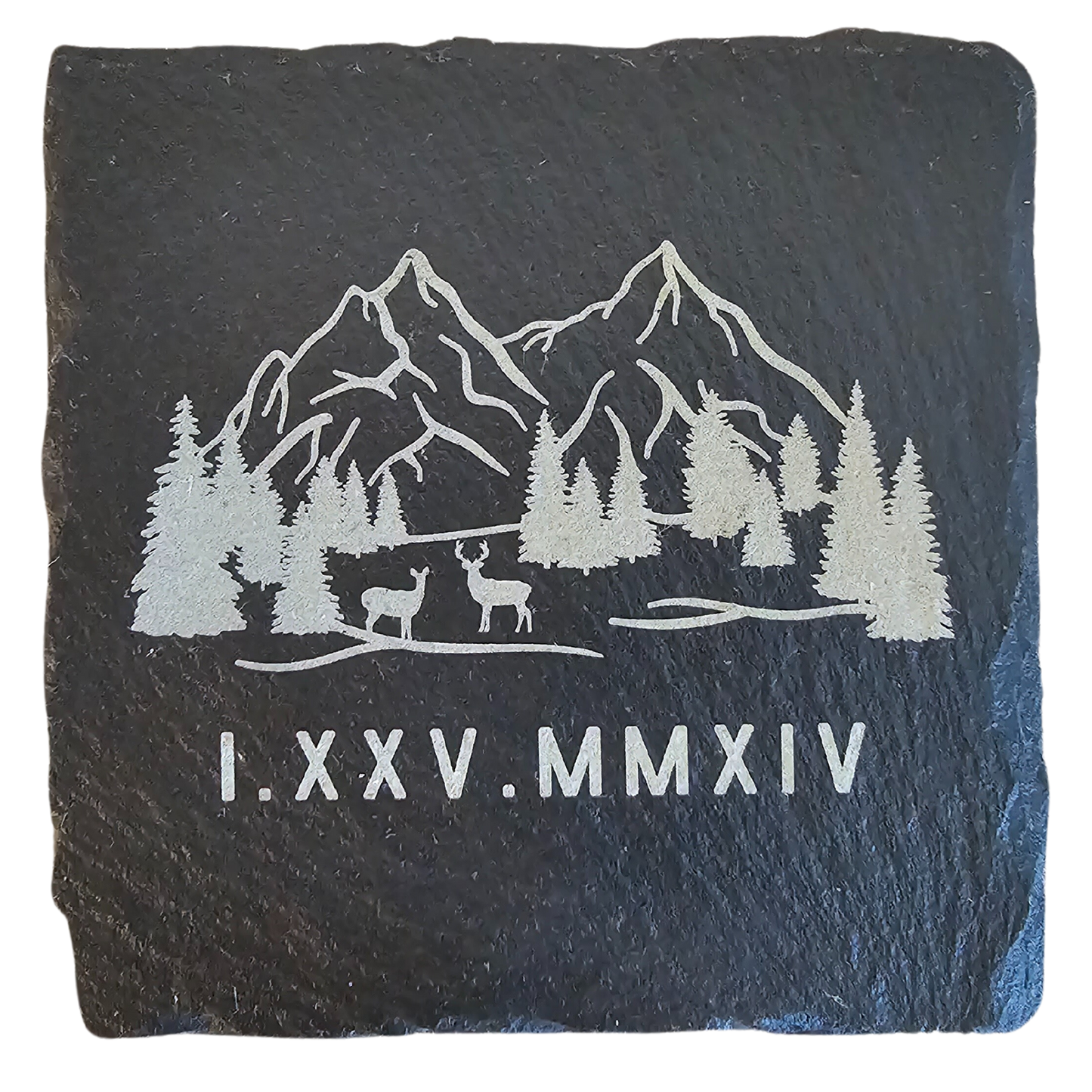 Custom Laser Engraved Slate Coasters 4" Square