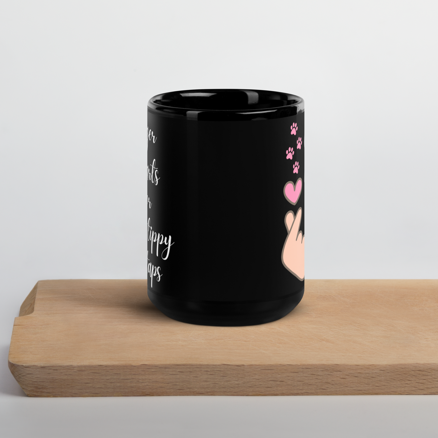 Finger Hearts for Tippy Taps Black Glossy Mug