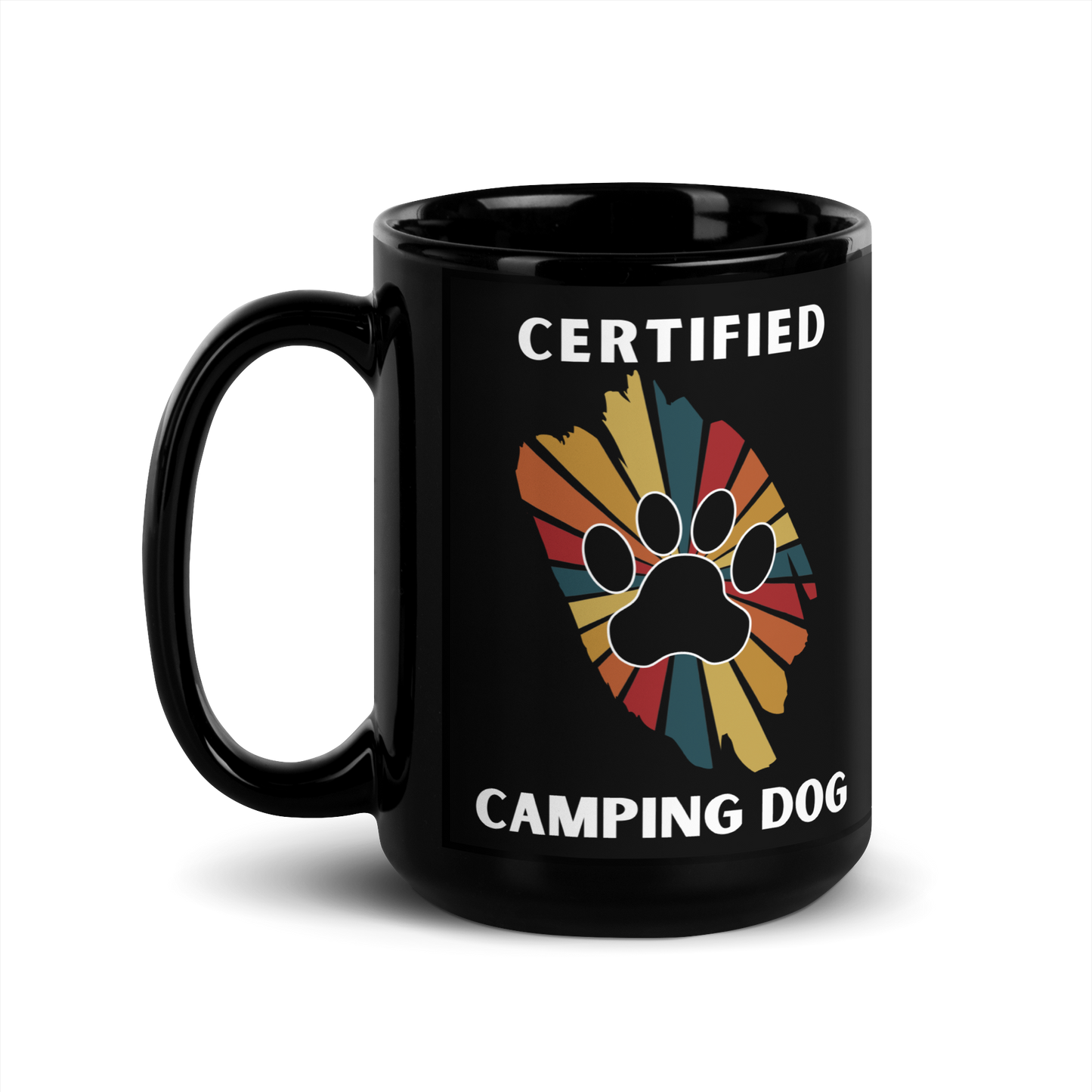 Certified Camping Dog Black Glossy Mug