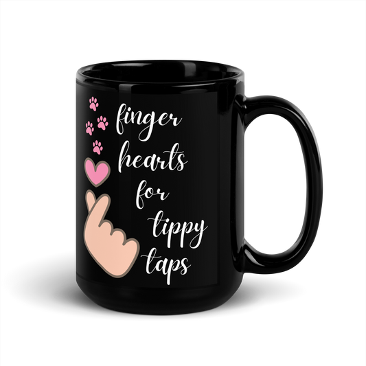 Finger Hearts for Tippy Taps Black Glossy Mug