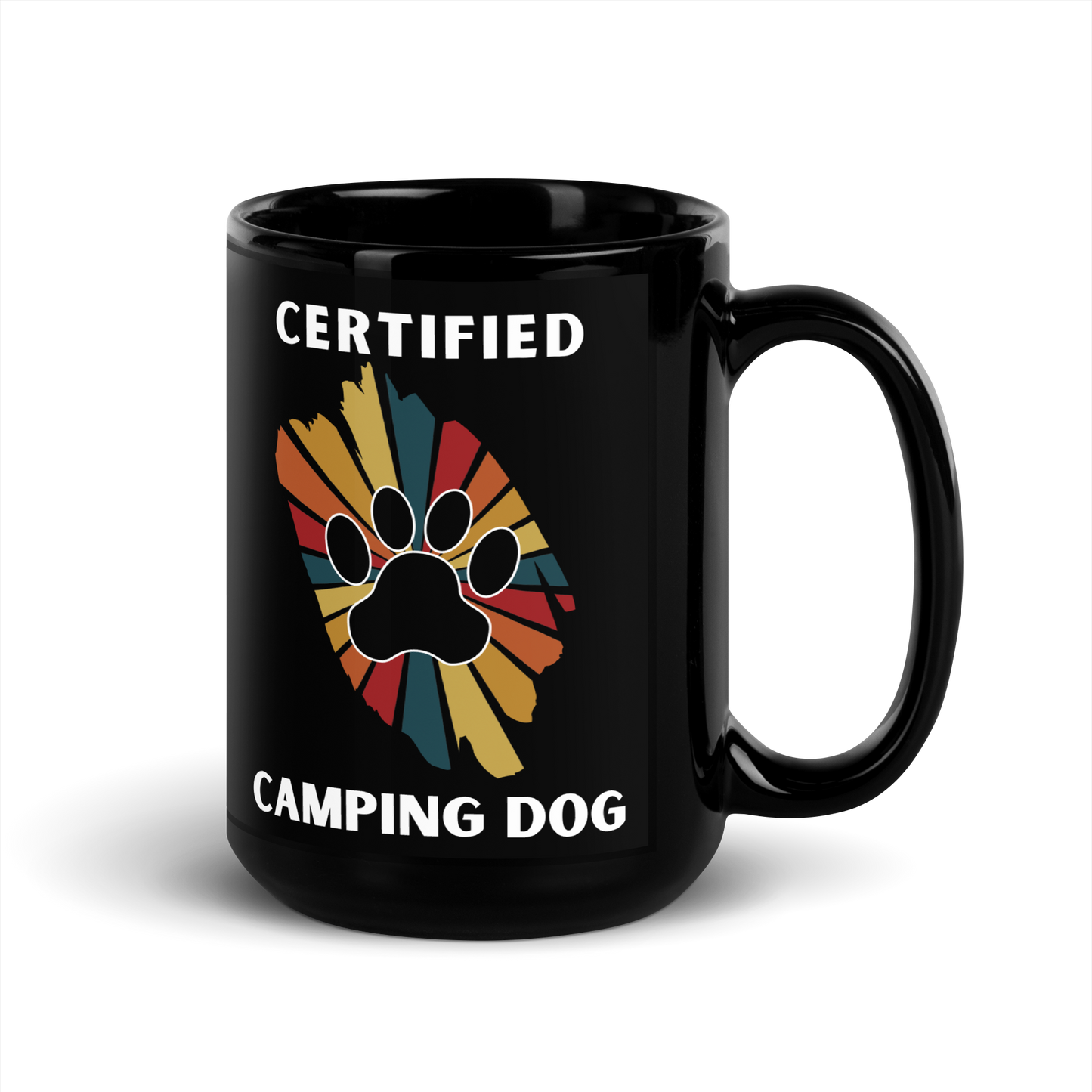 Certified Camping Dog Black Glossy Mug