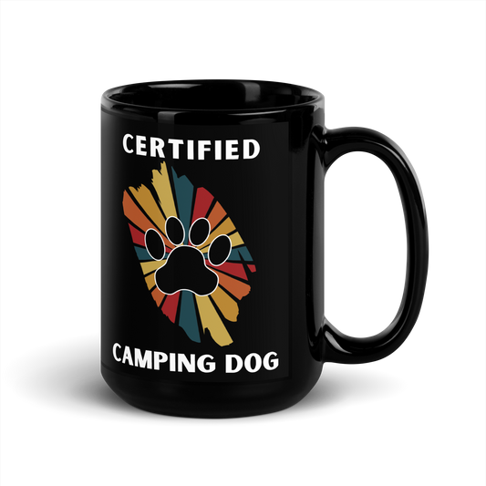 Certified Camping Dog Black Glossy Mug